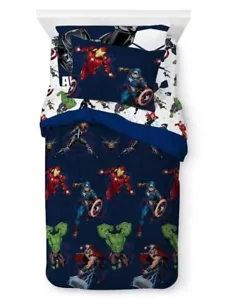 Avengers Twin Bed Set, Reversible Comforter, Sham & Sheets -Ships fast - Picture 1 of 8