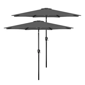 2 Pack 9ft Umbrella Outdoor with 8 Sturdy Ribs for Garden Lawn Beach Pool Grey - Picture 1 of 8