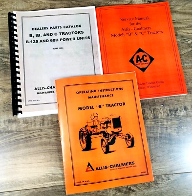 Allis Chalmers Model B Tractor Service Operators Owners Manuals Parts Catalog - Изображение 1 из 4