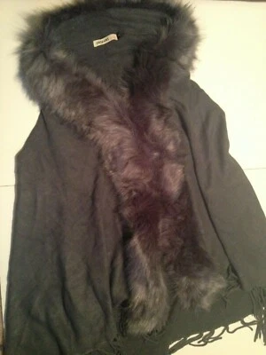 NEW with Tags Origami Vegan Fur Vest Fringe Tassels Gray Women's One Size Soft  - Image 1 of 4