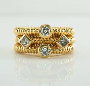 Anillo Diamante Natural Oro 18K Banda Ancha Redondo Princesa - Imagen 1 de 11