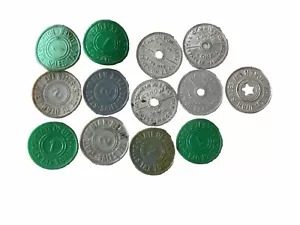 13-State Of Washington and Utah Sales Tax Tokens, Five Metal, Eight Plastic. - Picture 1 of 6