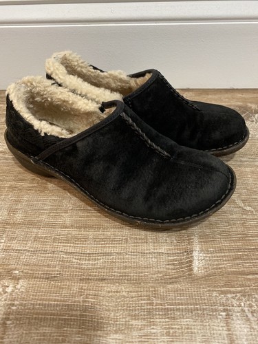 Zoccoli mulo UGG pelle scamosciata nera fodera pelliccia 38 7 donna 1757 design celtico