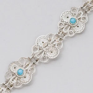 Silber Armband Blaue Steine 22 cm 16,19 g - Picture 1 of 5