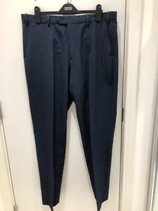 M &S Men's Trousers Smart Work Dress Tailored Fit Flat Front Navy 36W 31 IL - Picture 1 of 3