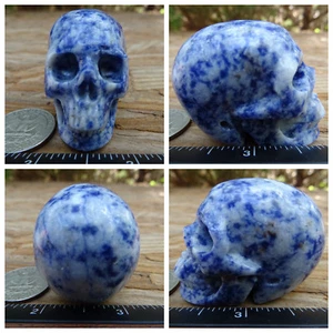 2.02" Sodalite Stone Skull Hand Carved Realistic 90.4g 3.2oz Crystal Healing - Picture 1 of 12