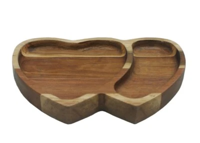 Wood Double Heart Shape Romantic Serving Tray 4918 - Image 1 of 4