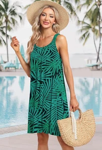 MISFAY Women's Beach Cover Up Tank Dress Casual Vacation Short Summer Halter XL - Picture 1 of 3