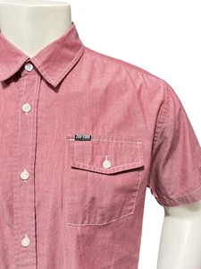 Zoo York Shirt Mens Large L Pink Regular Fit Short Sleeve Button Up Front Pocket - Picture 1 of 8