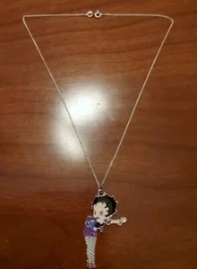 Betty Boop pendant chain Necklace Purple - Picture 1 of 4