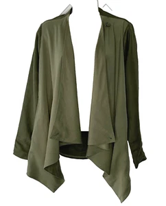 Chaqueta Drapeada BLANCA NYC Mujer Talla S Contraste Verde Oliva Lino Rayón Lyocell Nueva - Imagen 1 de 9