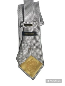 Donald J Trump Signature Collection Gewebte Karierte Seidenkrawatte Silber & Weiß - Bild 1 von 5