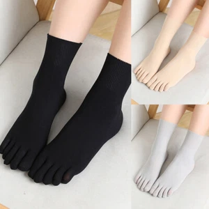 1 Pairs Breathable Middle Tube with Split Toe Socks Cotton Toe Socks Solid  + - Picture 1 of 14