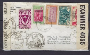 B&D: 1942 Camerún Scott 260 y otros 4 en la Segunda Guerra Mundial cubierta censurada Ebolowa a EE. UU. - Imagen 1 de 2
