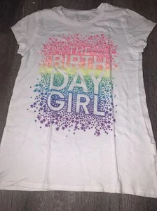 Children place sz 10/12 L rainbow stars birthday girl shirt guc neon - Picture 1 of 5