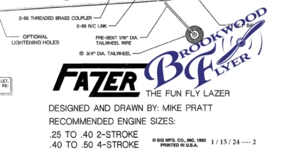 SIG FAZER Kit PLAN Enlarged 25% to Build 60” RC Model Airplane - Image 1 of 4