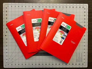 Lot of 4: Mead Five Star 2 Pocket, Pocket & Prong Folder Red Plastic School - Picture 1 of 11