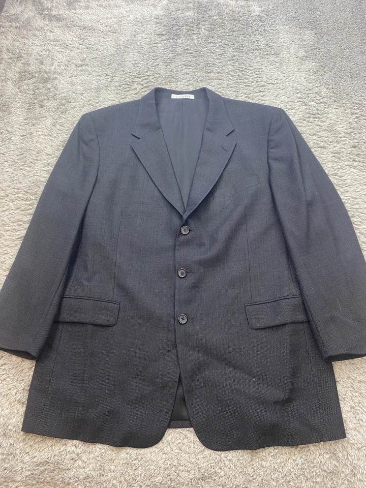 Emanuel Ungaro Blazer 男式 44R 黑色圆点羊毛 Covarra 运动外套夹克 — 第 1/4 张图片