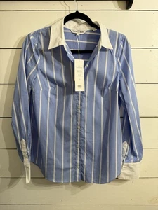 Veronica Beard NWT Orig $348 Blue White Striped Marisol Blouse Shirt Sz 6 - Picture 1 of 4