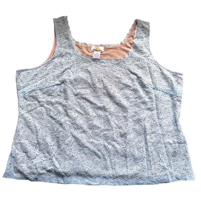 Regata de renda Kathleen Kirkwood azul e nude nova com etiquetas tamanho 3X - Imagem 1 de 4