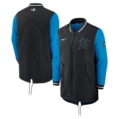 Nike Miami Marlins Dugout Jacket Full-Zip Men’s Medium Black/Blue NEW - Image 1 of 4