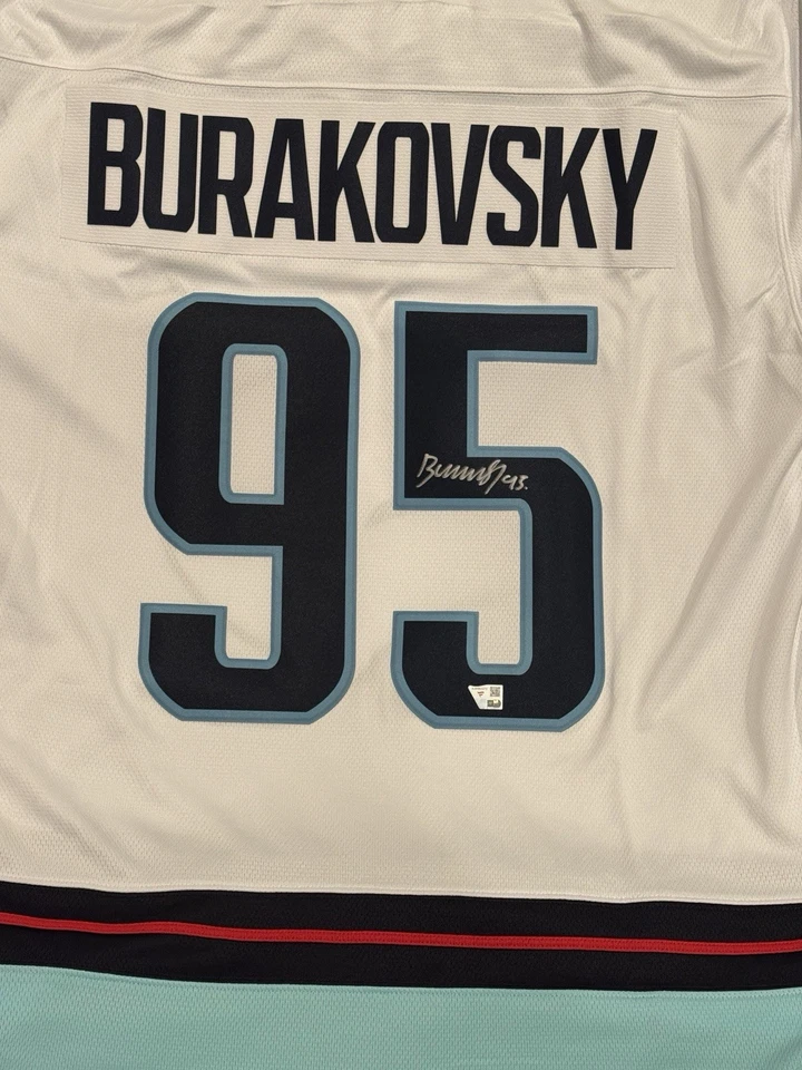 Camiseta firmada auténtica Andre Burovsky Kraken certificada por fanáticos auténtica Foto 1 de 4