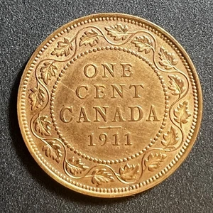 1911 CANADA LARGE CENT ~ UNC R&B ~ HAS SOME HAIRLINES - Picture 1 of 2