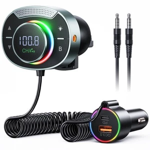 Bluetooth FM Transmitter Car - FM Transmitter Bluetooth 5.3 Car Adapter with ... - Bild 1 von 9