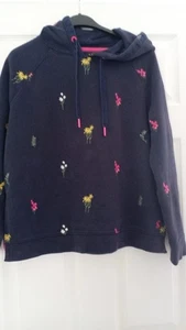 Joules Floral Embroidered Hoodie - Navy Blue - Size 8 - Good Condition - Picture 1 of 3