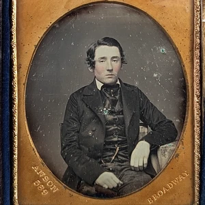 1/6th Plate Daguerrotype Retrato De Un Joven Por Anson New York Estuche Completo - Imagen 1 de 24