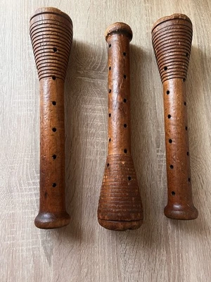 Antique Industrial Wooden Textile Mill BEEHIVE BOBBINS Set of 3-- 12"  Primitive - Image 1 of 4