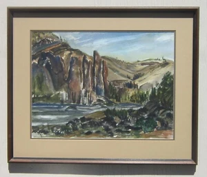 SMITH ROCK State Park AQUARELL GEMÄLDE Margaret V Stewart 17,5" x 23" OREGON - Bild 1 von 10
