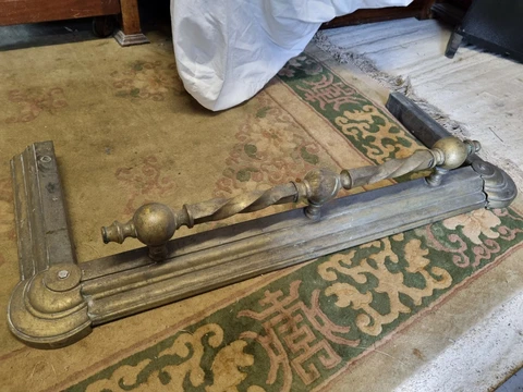 Antique Copper & Brass Fire Fender Ext 40"W x 15.25"D x 2" Frame 6" Front Bar Cover
