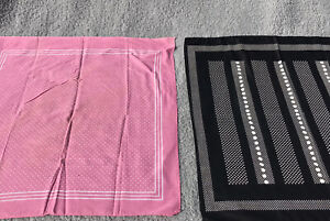 Vtg 50s USA Scarf Bandanna Handkerchief Pink Black Polka Dot Western Rockabilly