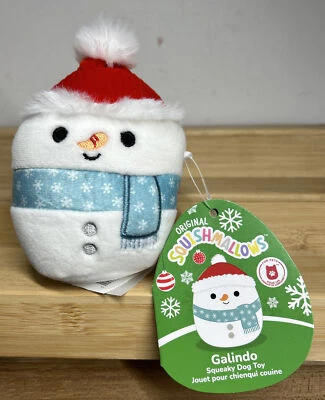 SQUISHMELLOWS Squishmallow Galindo the Snowman Christmas 4" squeaky Crinkle dog toy