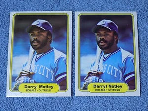 2 DARRYL MOTLEY RCs 1982 Fleer #417 Rookie Baseball Cards KANSAS CITY ROYALS - Picture 1 of 2