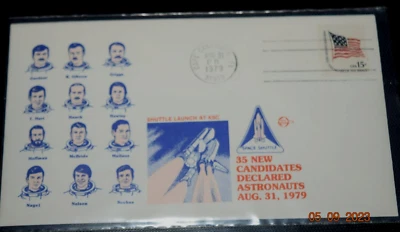 VTG, SPACE SHUTTLE ASTRONAUT CANDIDATES, 08-31-1979, with 15c Flag Stamp, #3 - Image 1 of 3