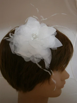 Accesorio para el cabello de boda Pieza para el cabello Floral Pluma Fascinador Cristales Prendedor Elegante NUEVO Foto 1 de 4