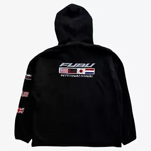 Sudadera con capucha polar negra bordada internacional FUBU de colección de los 90 para hombre, rap Y2K - Imagen 1 de 6
