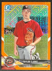 2018 Bowman Chrome Prospects Taylor Clarke #BCP113 Mojo Orange Refractor #/25 - Picture 1 of 2