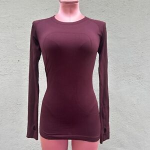 Lululemon Swiftly Tech Long Sleeve Shirt Women Exercise Burgundy Exercise 4