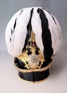 Prussian Plume for Officer Pickelhaube - duck feathers white / black - Picture 1 of 6