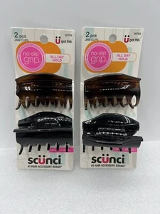 Scunci No Slip Grip 2-Pack Jaw Hair Claw Clips Brown/Black Hair Accessories NEW - Picture 1 of 3