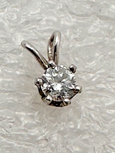 14 Karat Weißgold ~ 5 mm runder Diamant ~ Anhänger - Bild 1 von 13