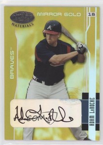 2003 Leaf Certified Materials Mirror Gold Signatures /25 Adam LaRoche #15 Auto
