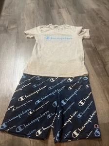 Champion Boys XL Navy Athletic Mesh Shorts And Gray Cotton Shirt Outfit - Picture 1 of 6