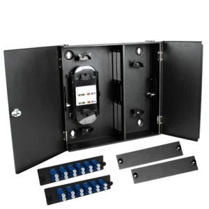 24LC SM/UPC Fiber 4 Panel Wall Enclosure Locking Splice Tray Spools - Picture 1 of 7