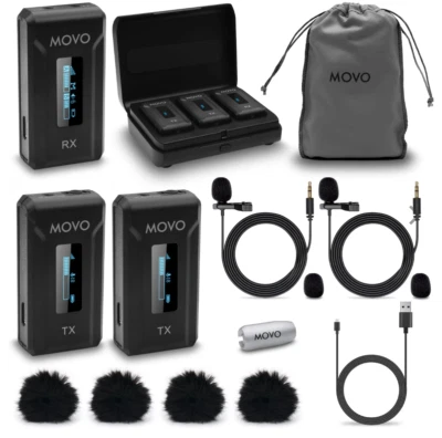 Movo WMX-2-L-DUO Microfono Lavalier Wireless Doppio con Custodia di Ricarica - Immagine 1 di 4