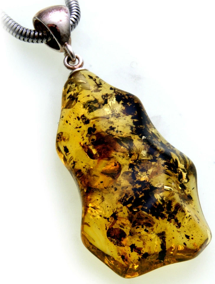 Rimorchio Vero Ambra Naturale Verde Con Silberschlaufe 925 Sterling Unisex - Immagine 1 di 2