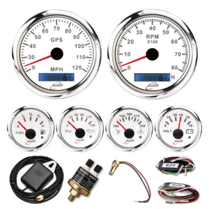 RT7 6 Gauge Set Speedometer Tachometer 120MPH 8000RPM 7 Color Filter Waterproof - Picture 1 of 14